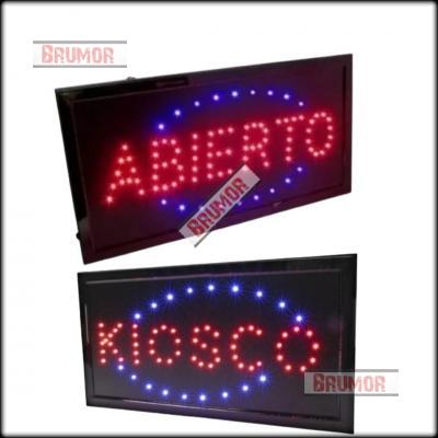 Cartel Led Luminoso Abierto Kiosco 220v Azul Y Rojo